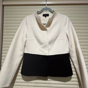 Talbots White and Black Colorblock Cropped Blazer